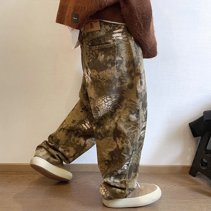 새로운 남성 세련된 뱀 인쇄 streetwear 청바지 - Streetwear Brand Popular 리뷰 및 가격