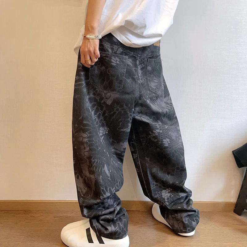 새로운 남성 세련된 뱀 인쇄 streetwear 청바지 - Streetwear Brand Popular 리뷰 및 가격